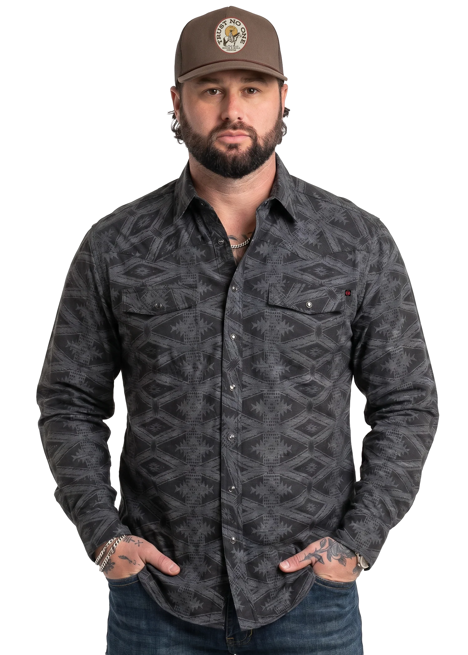 Koe Wetzel x TEK Western Aztec Long Sleeve Shirt