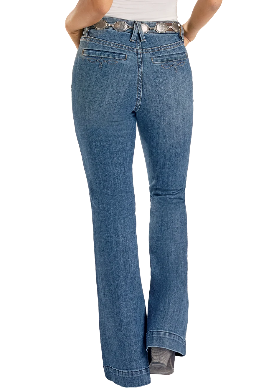 Mid Rise Boot Stitch Welt Pocket Denim Trousers - Image 2