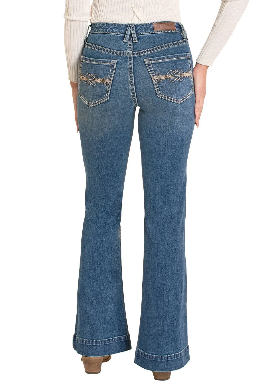 Mid Rise Embroidered Pocket Denim Trousers - Image 2