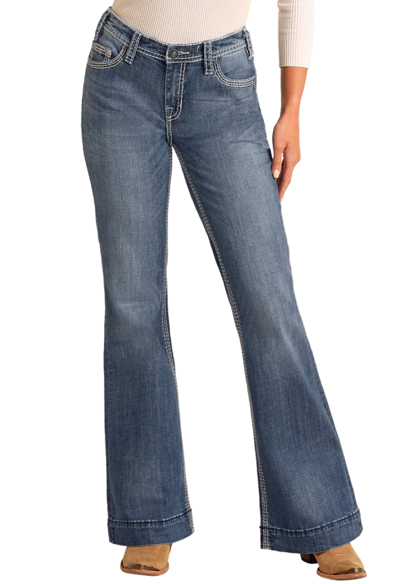Mid Rise Petal Stitch Trousers - Image 3