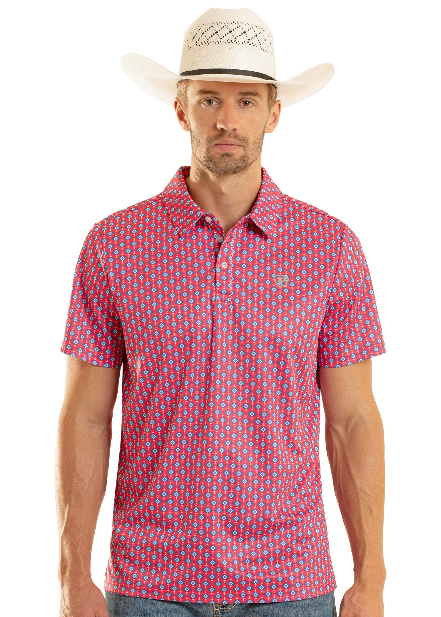 Mini Hot Pink Aztec Star Polo