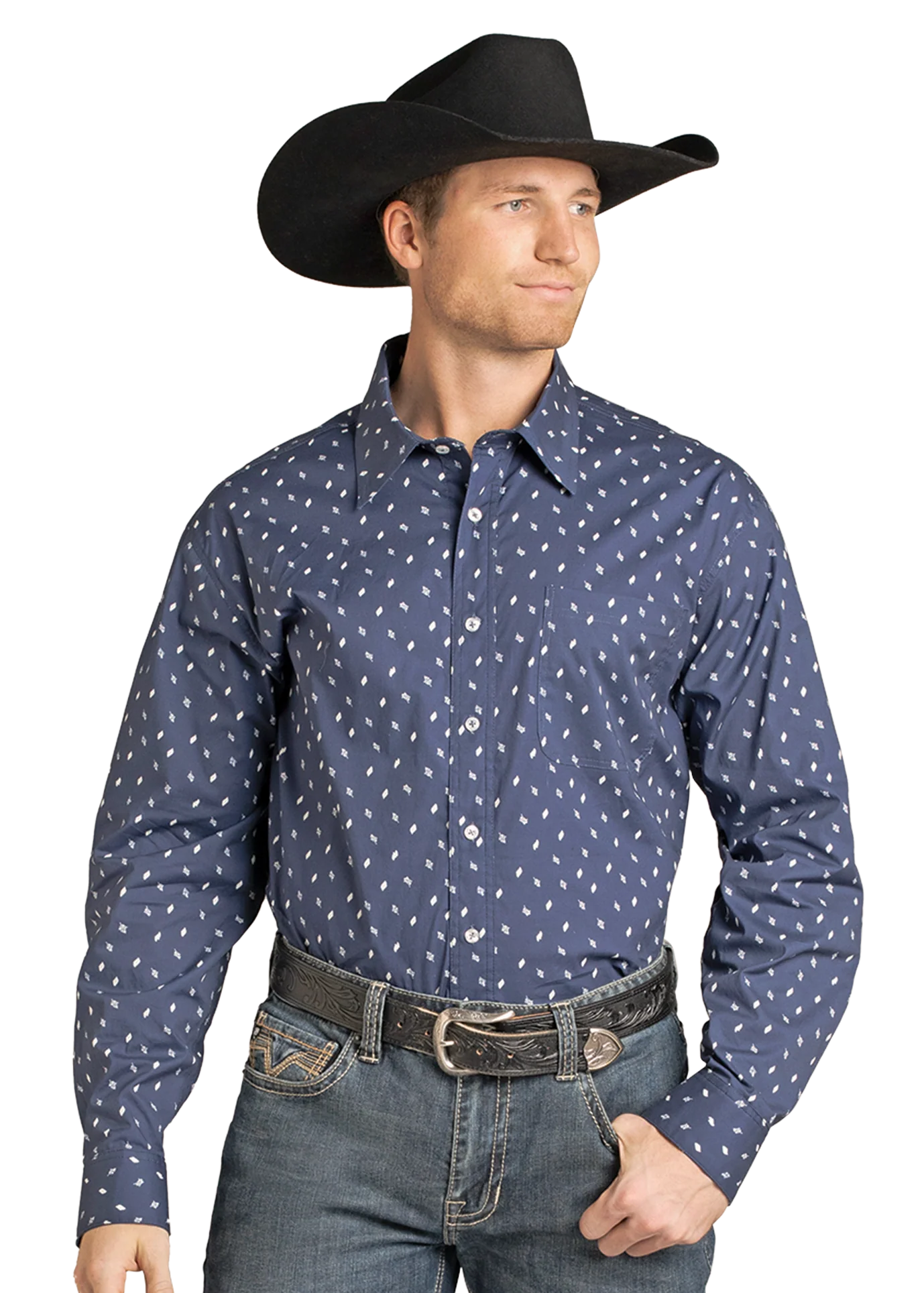 Regular Fit Arrowhead Long Sleeve Button Down Shirt