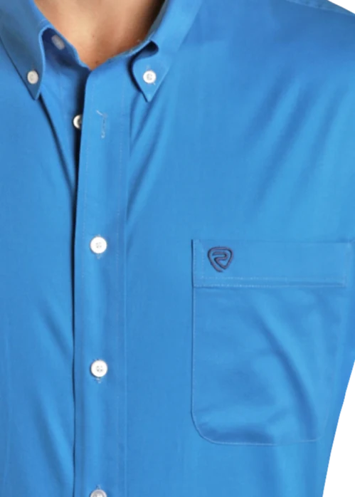 Regular Fit Blue Long Sleeve Button Shirt - Image 2