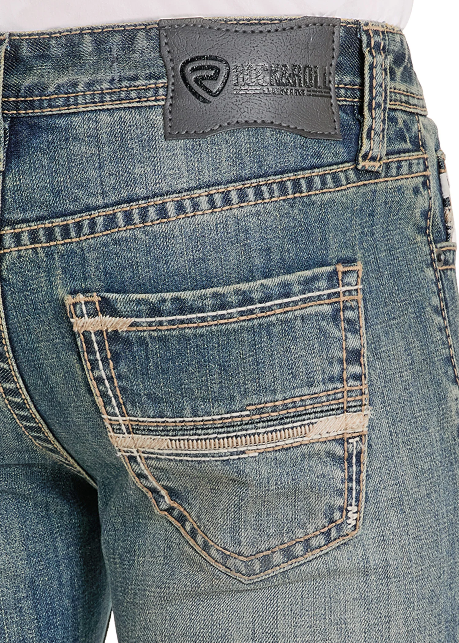 Regular Fit Ladder Embroidered Straight Leg Jeans - Image 3