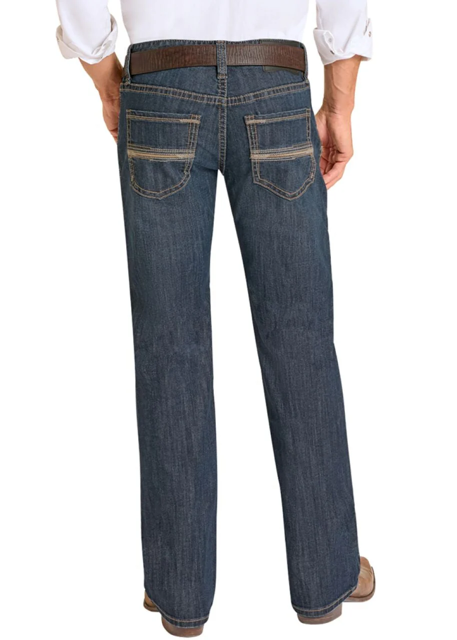 Regular Fit Rope Stitch Straight Leg Jeans