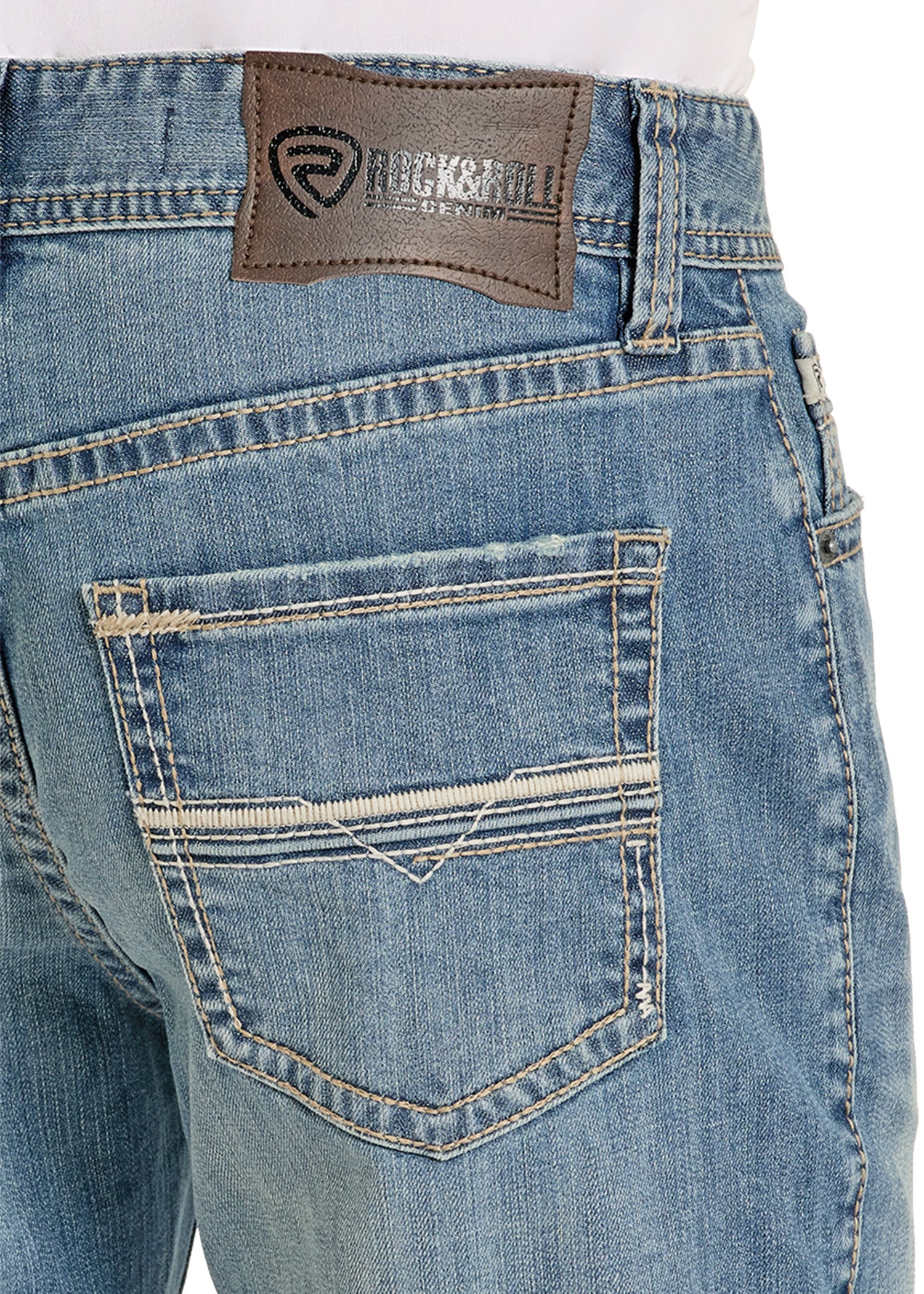 Relaxed Fit Embroidered Ladder Stitch Pocket Straight Leg Jeans - Image 4
