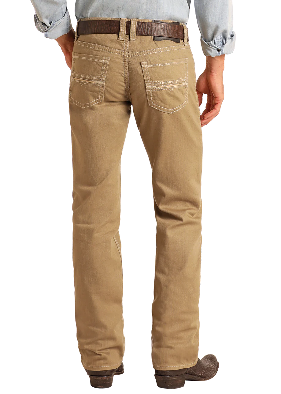 Relaxed Fit Khaki Straight Leg Jeans