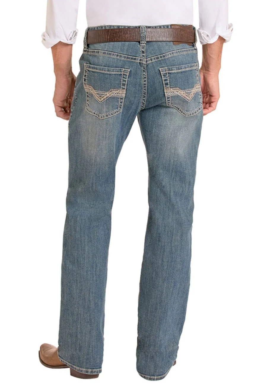 Relaxed Fit Ladder V Pocket Straight Leg Jeans