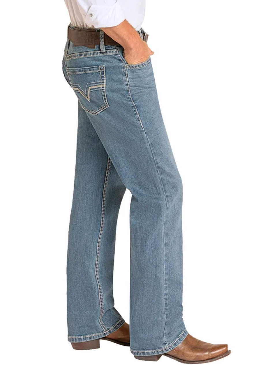 Relaxed Fit Ladder V Pocket Straight Leg Jeans - Image 3