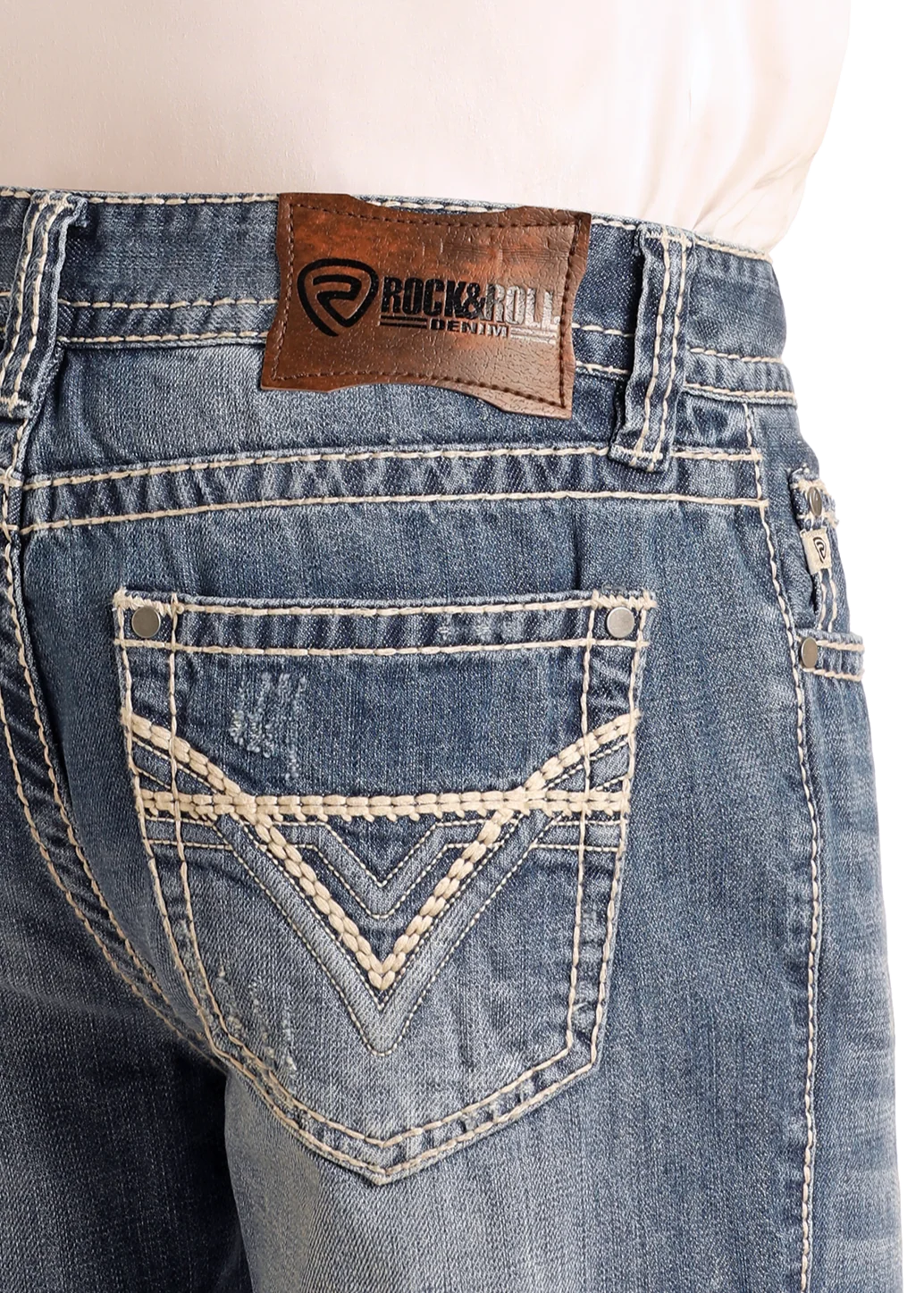Relaxed Fit Large V Straight Leg Jeans - Image 4