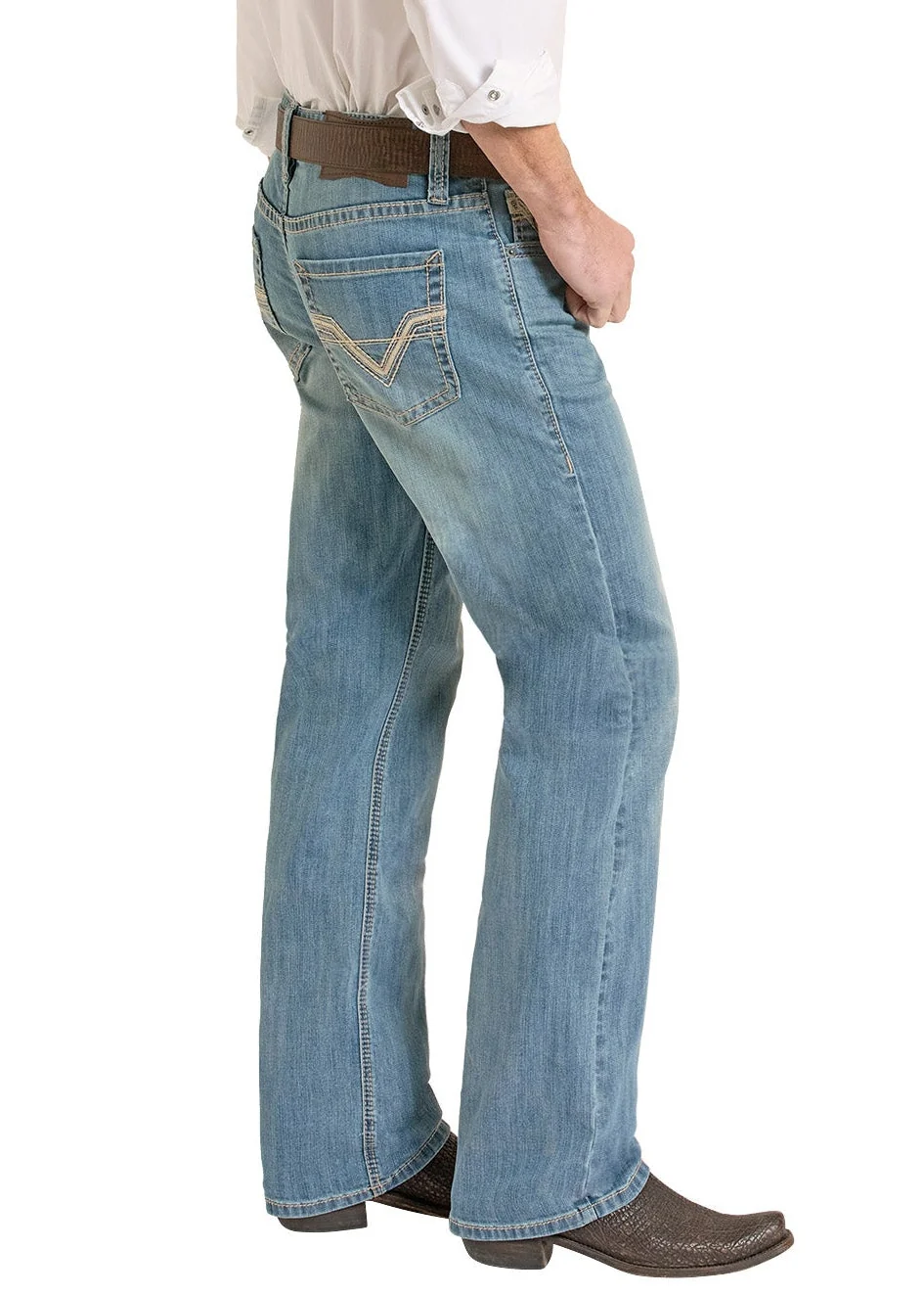 Relaxed Fit Light Two Toned Straight Leg Jeans - Image 3