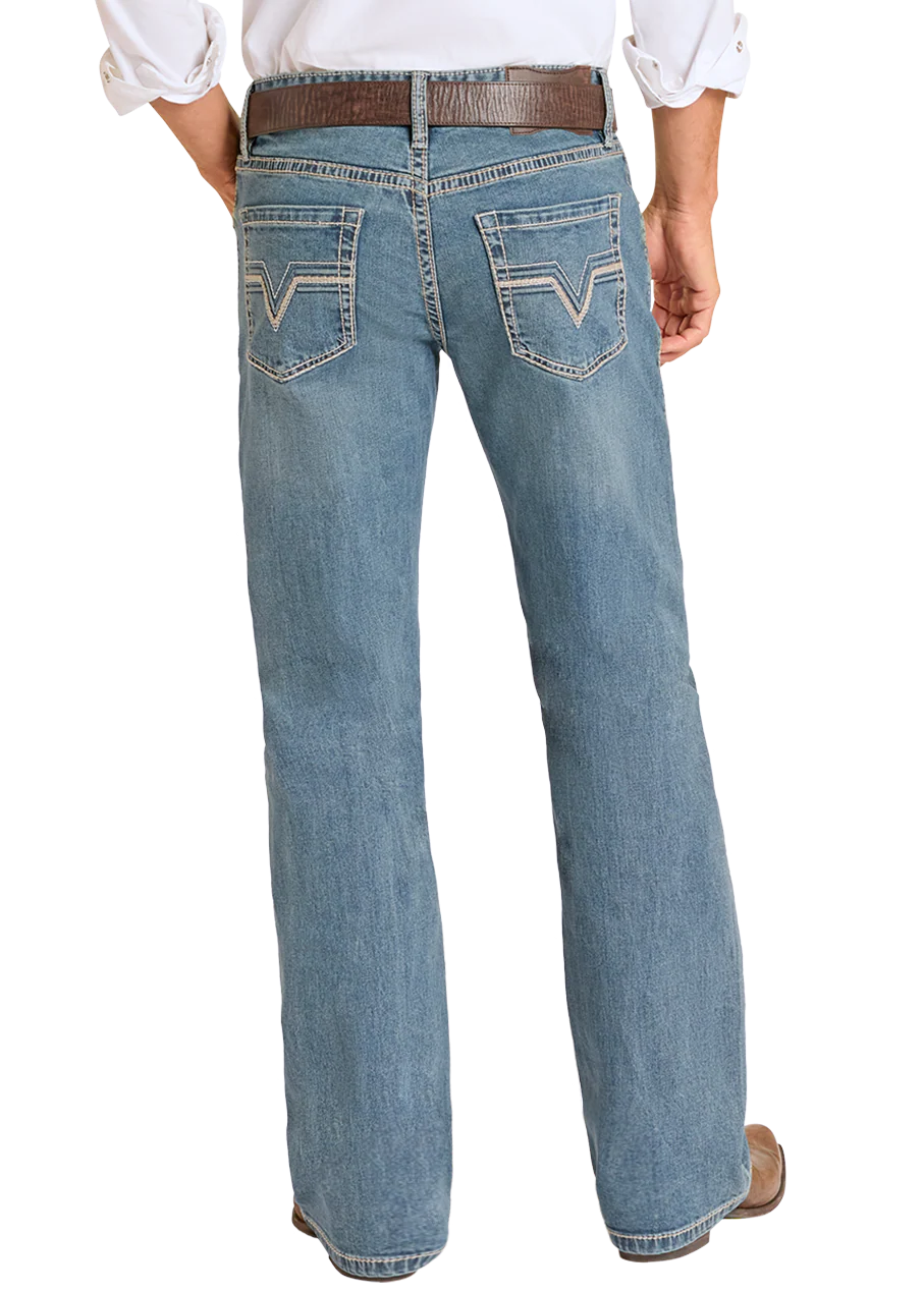 Relaxed Fit Raised Pocket Bootcut Jeans