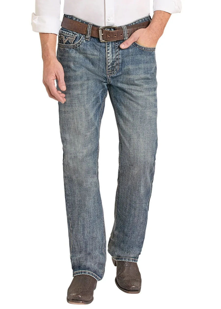 Relaxed Fit Raised Stitch Pocket Straight Leg Jeans - Image 2