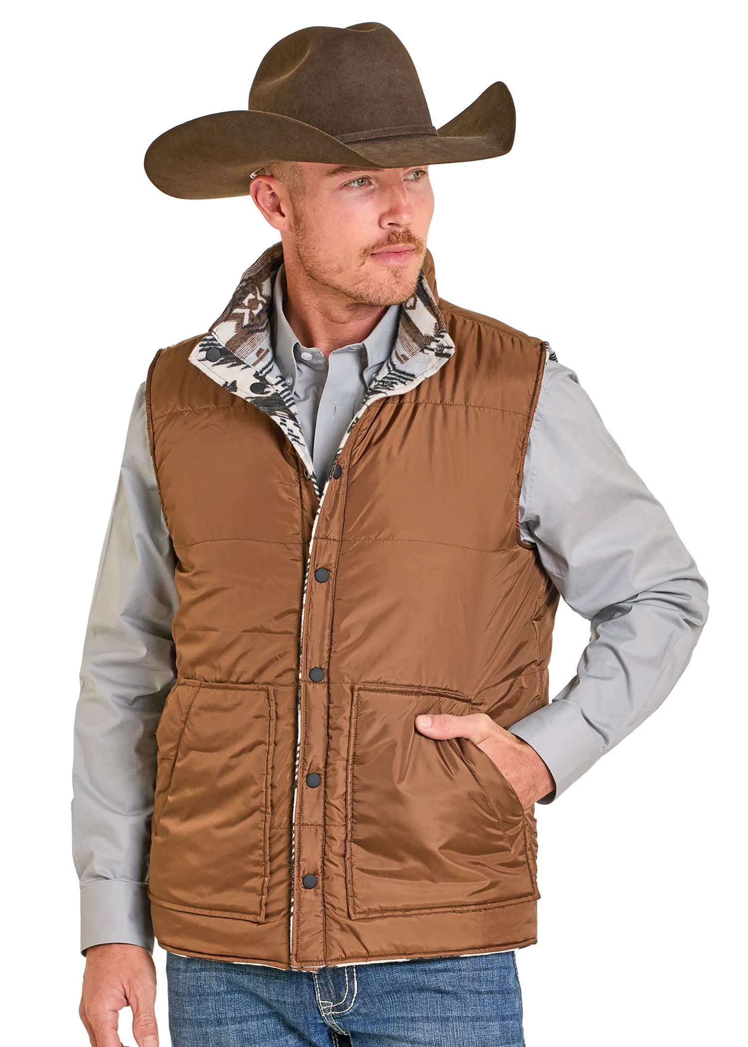 Reversable Aztec Jacquard Vest - Image 2