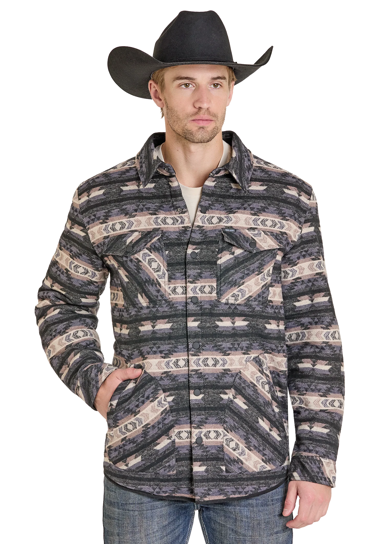 Reversible Aztec Herringbone Shirt Jacket - M - Image 2