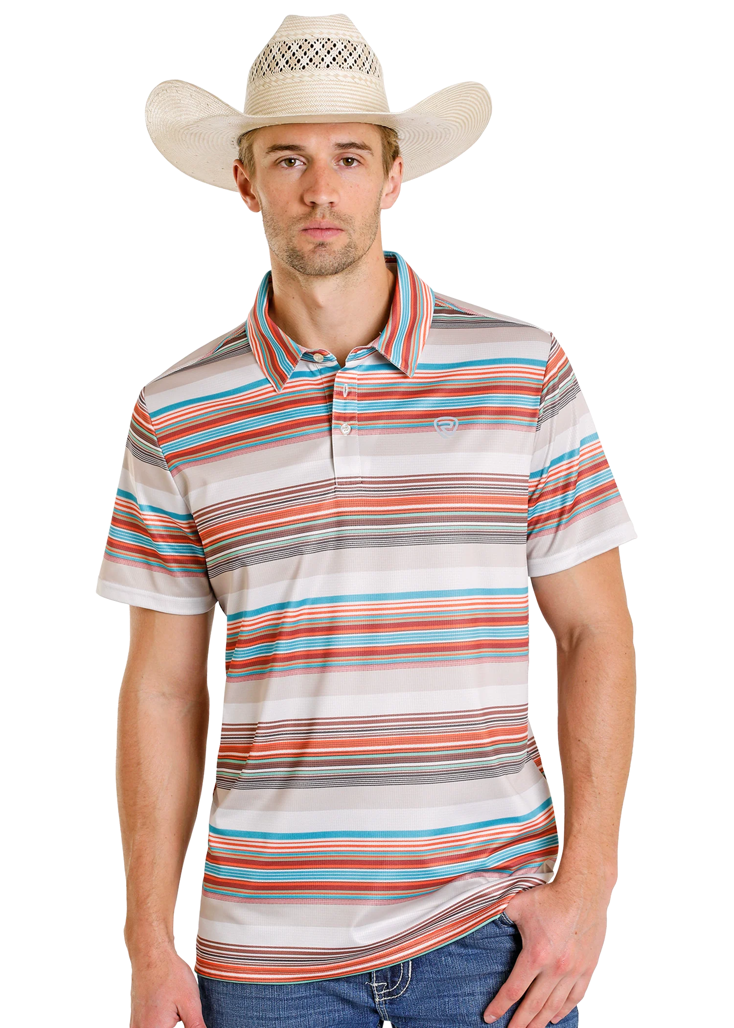 Serape Stripes Print Polo - Image 3