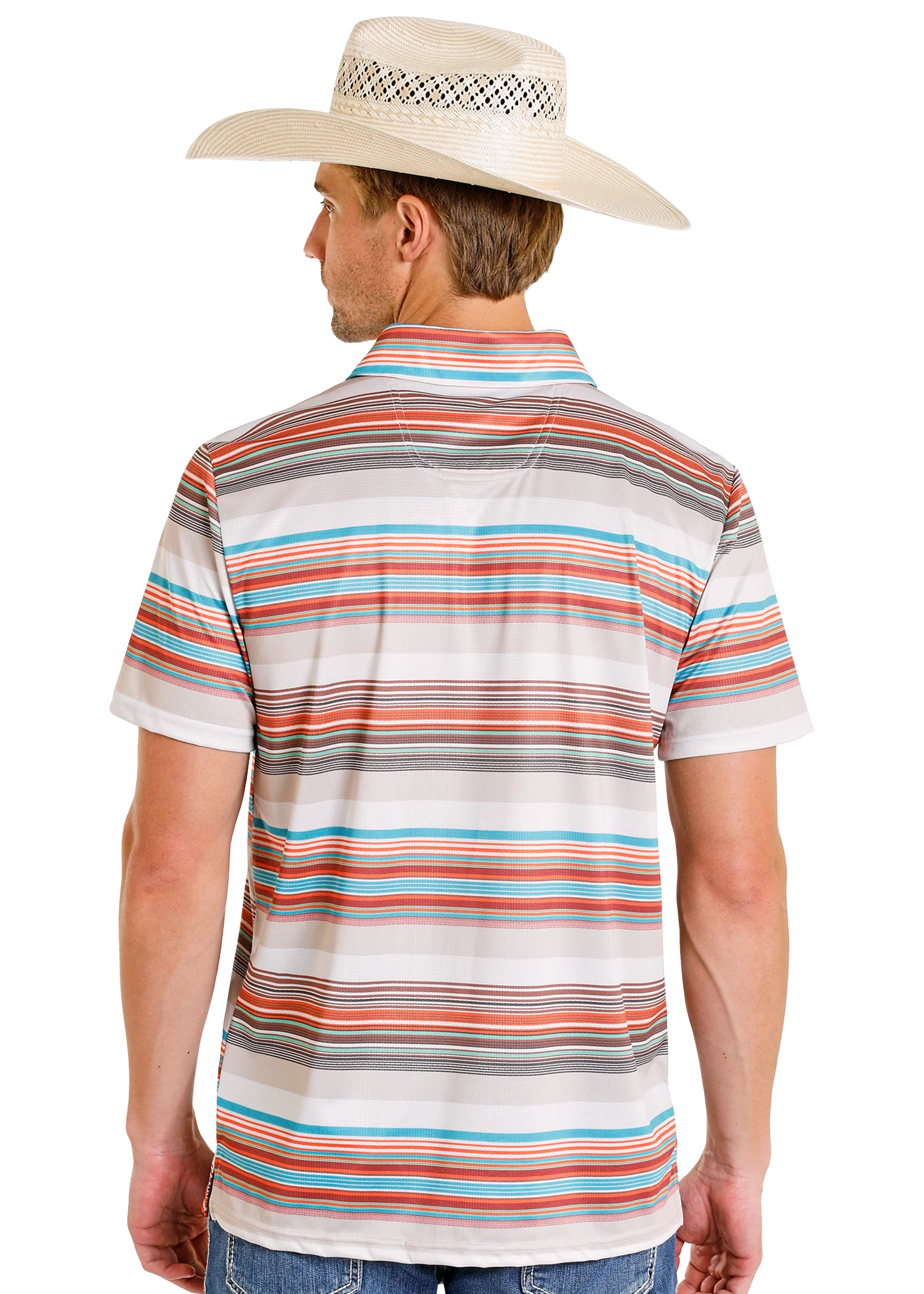 Serape Stripes Print Polo - Image 4