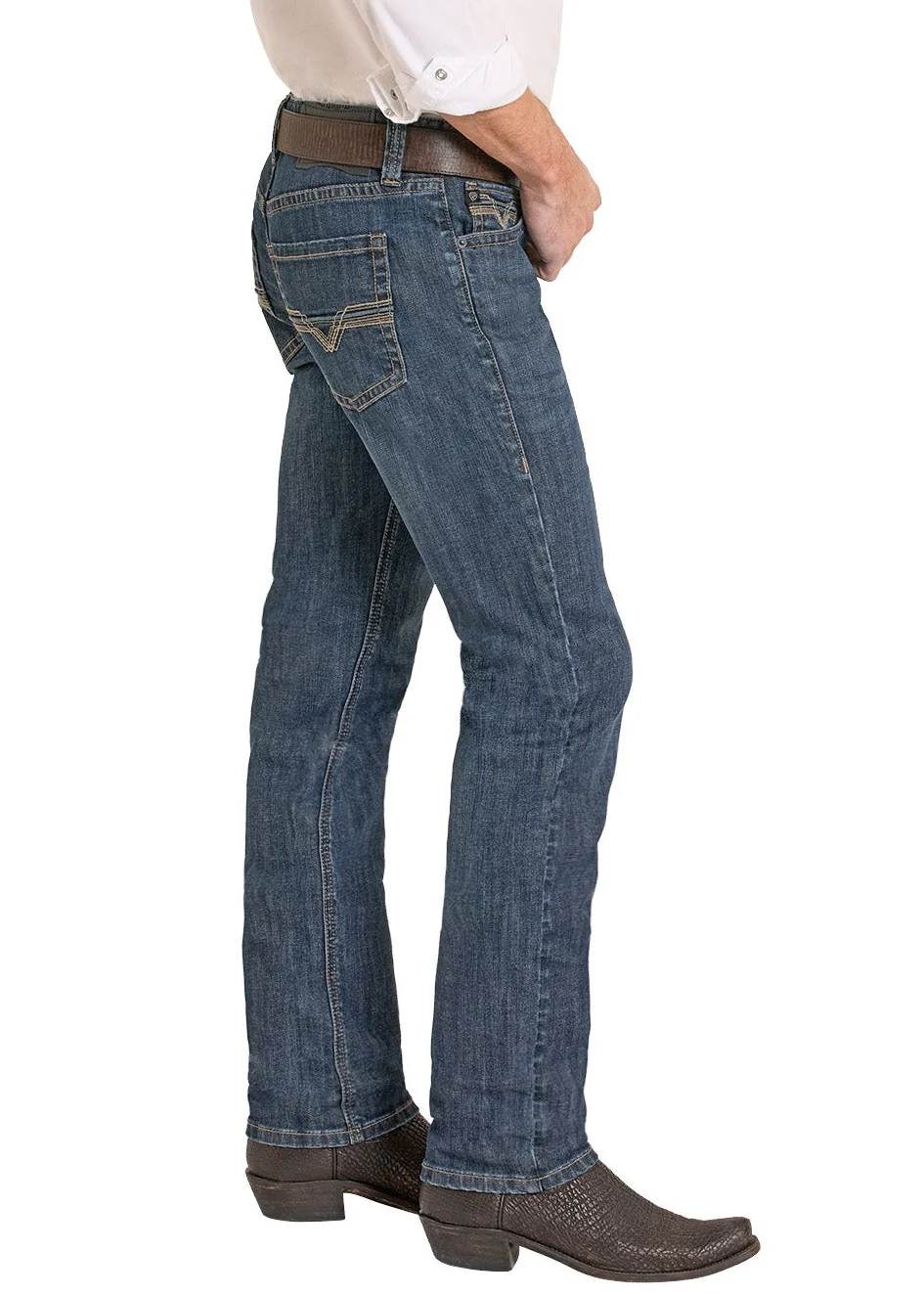 Skinny Fit Classic Raised Stitch Pocket Straight Leg Jeans - Image 3