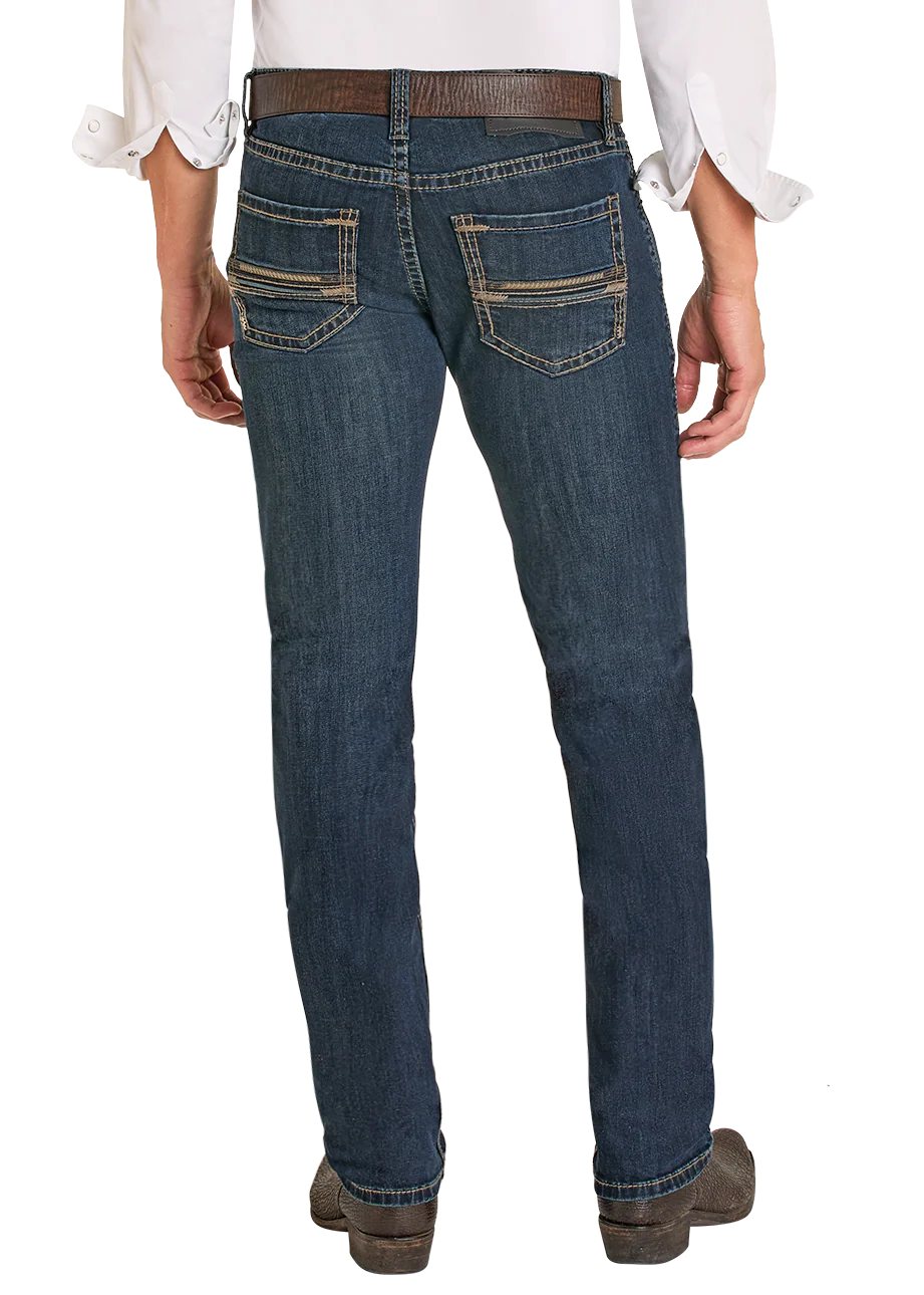 Skinny Fit Embroidered Pleather Straight Leg Jeans