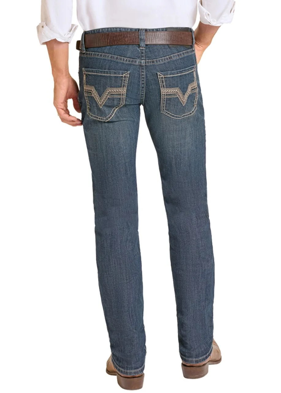 Skinny Fit Step Stitch Pocket Straight Leg Jeans