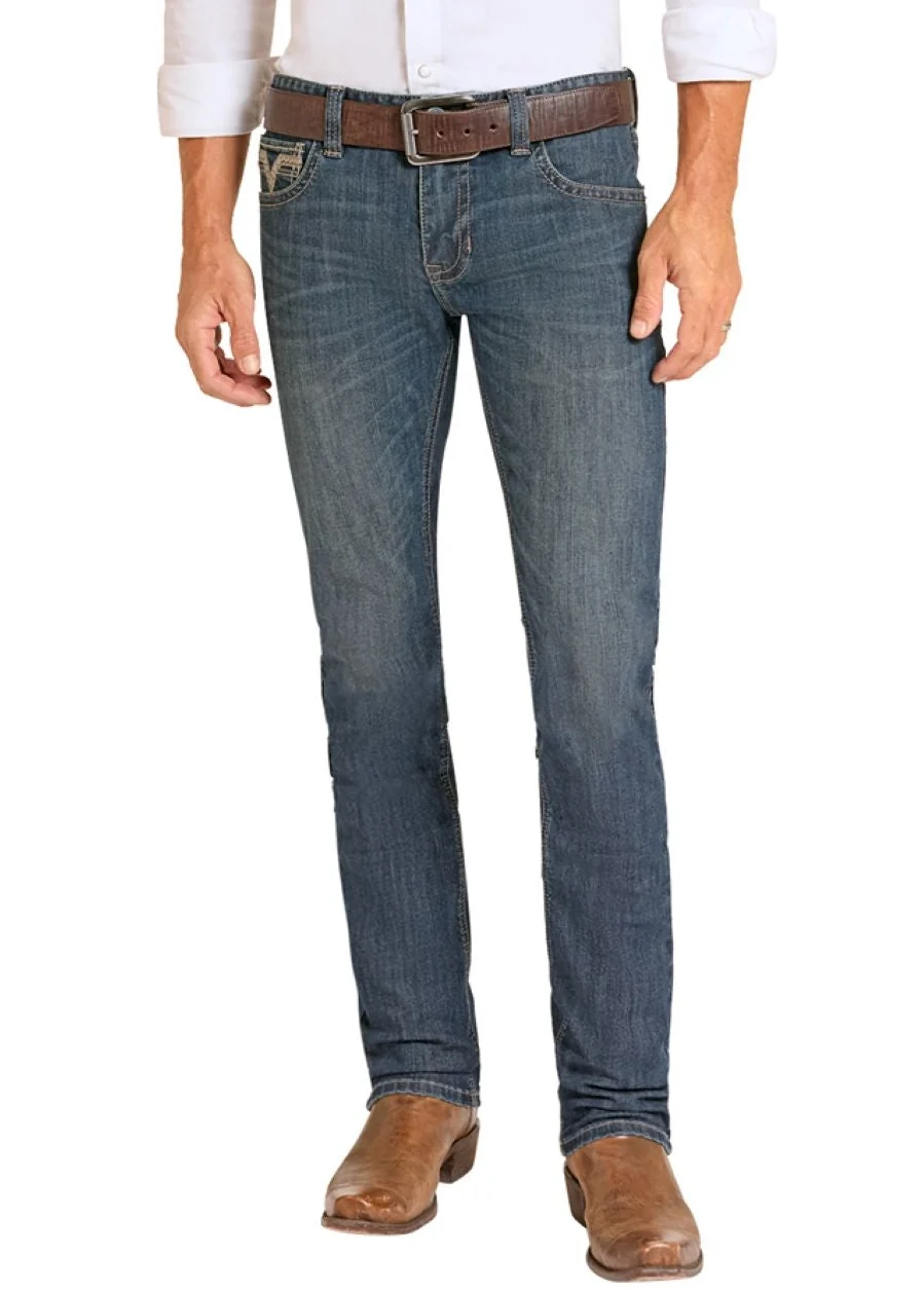 Skinny Fit Step Stitch Pocket Straight Leg Jeans - Image 2