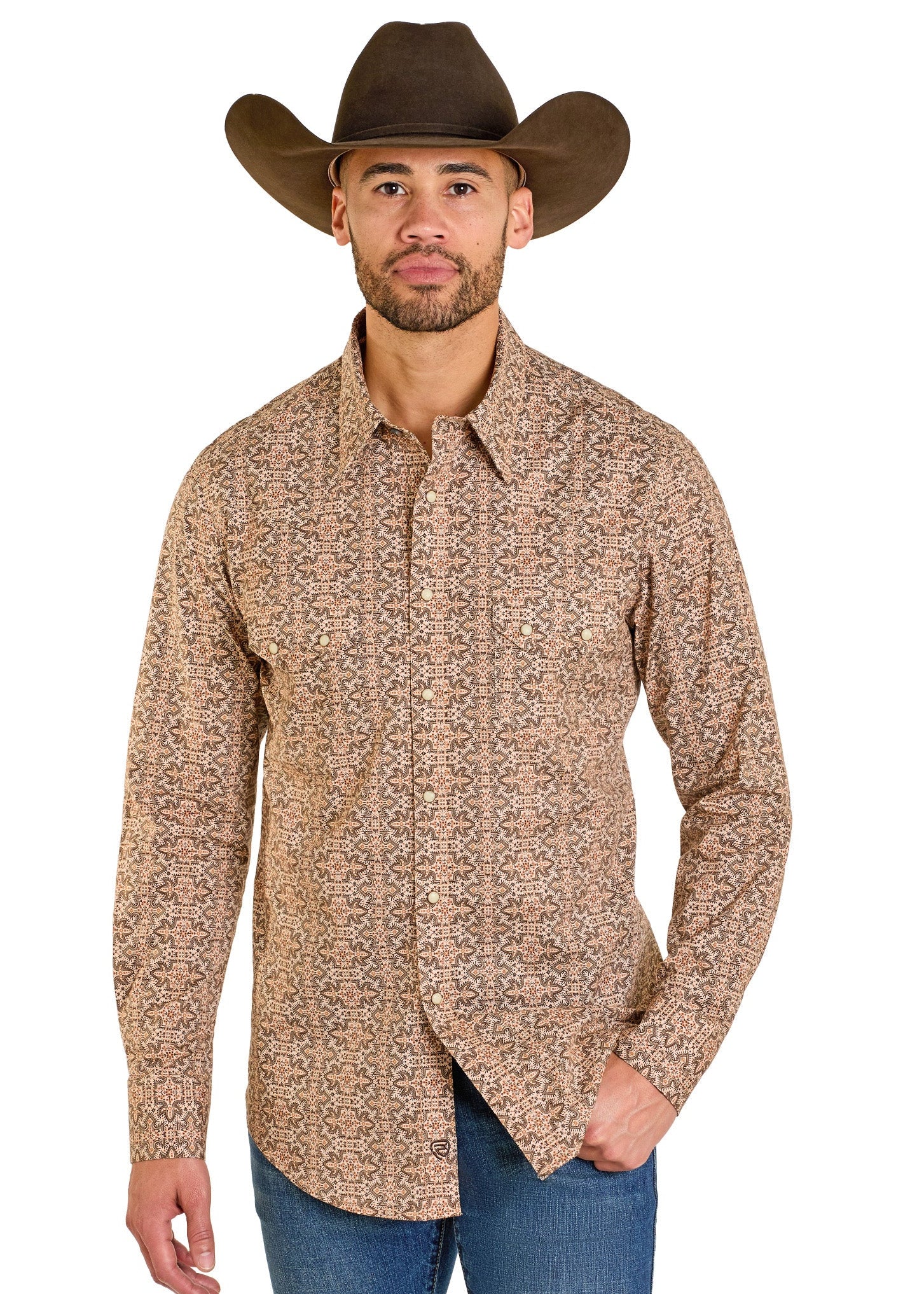 Slim Fit Boot Stitch Long Sleeve Snap Shirt