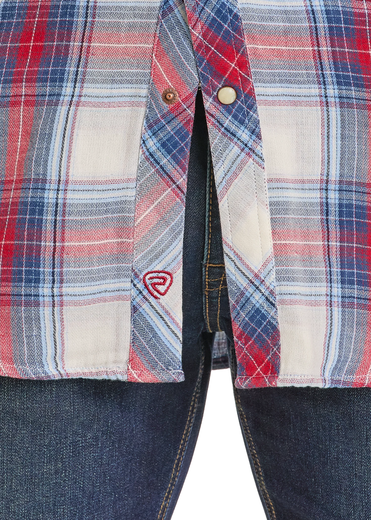 Slim Fit Double Plaid Long Sleeve Snap Shirt - Image 2