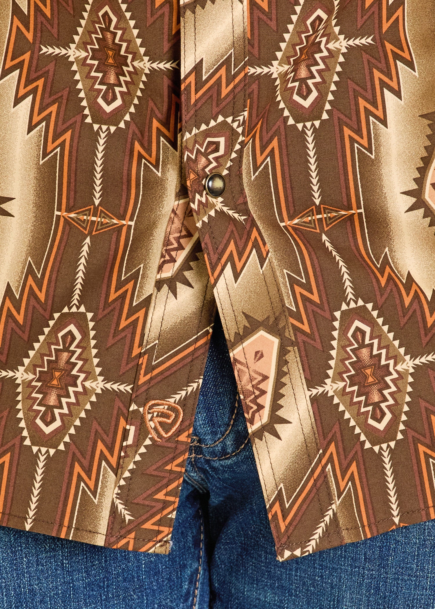 Slim Fit Dusty Desert Aztec Long Sleeve Snap Shirt - Image 2