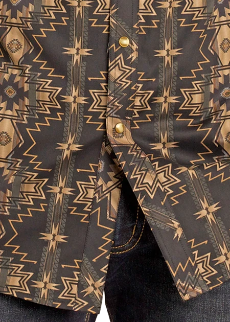 Slim Fit Gold Aztec Long Sleeve Snap Shirt - Image 2