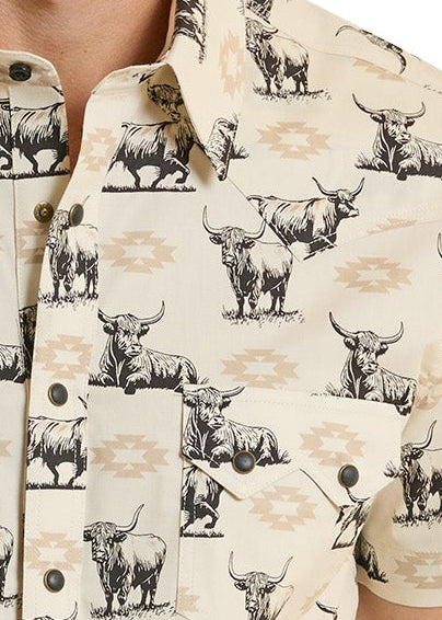 Slim Fit Highland Cow Short Sleeve Snap Shirt - Image 2