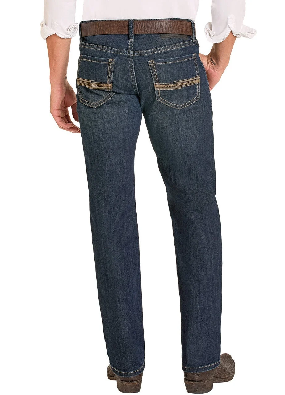 Slim Fit Ladder Stitched Pocket Straight Leg Jeans