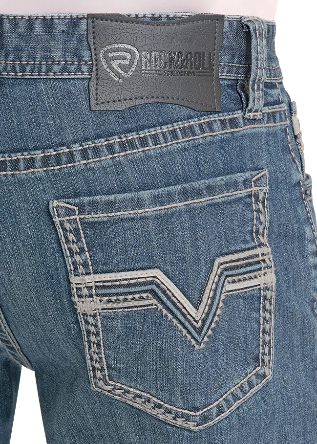 Slim Fit Raised Pleather Stitch Pocket Straight Leg Jeans - Image 4