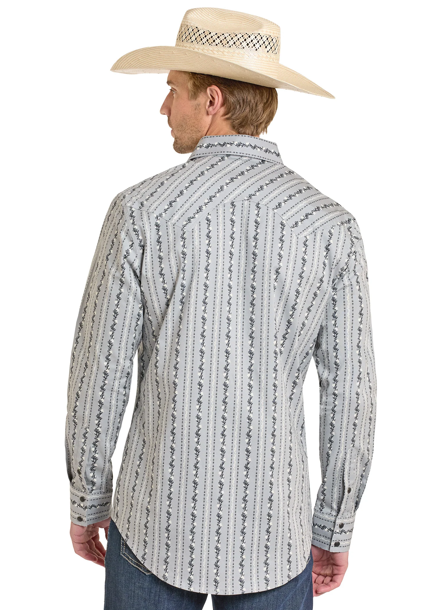 Slim Fit Vine Wallpaper Long Sleeve Snap Shirt - Image 3
