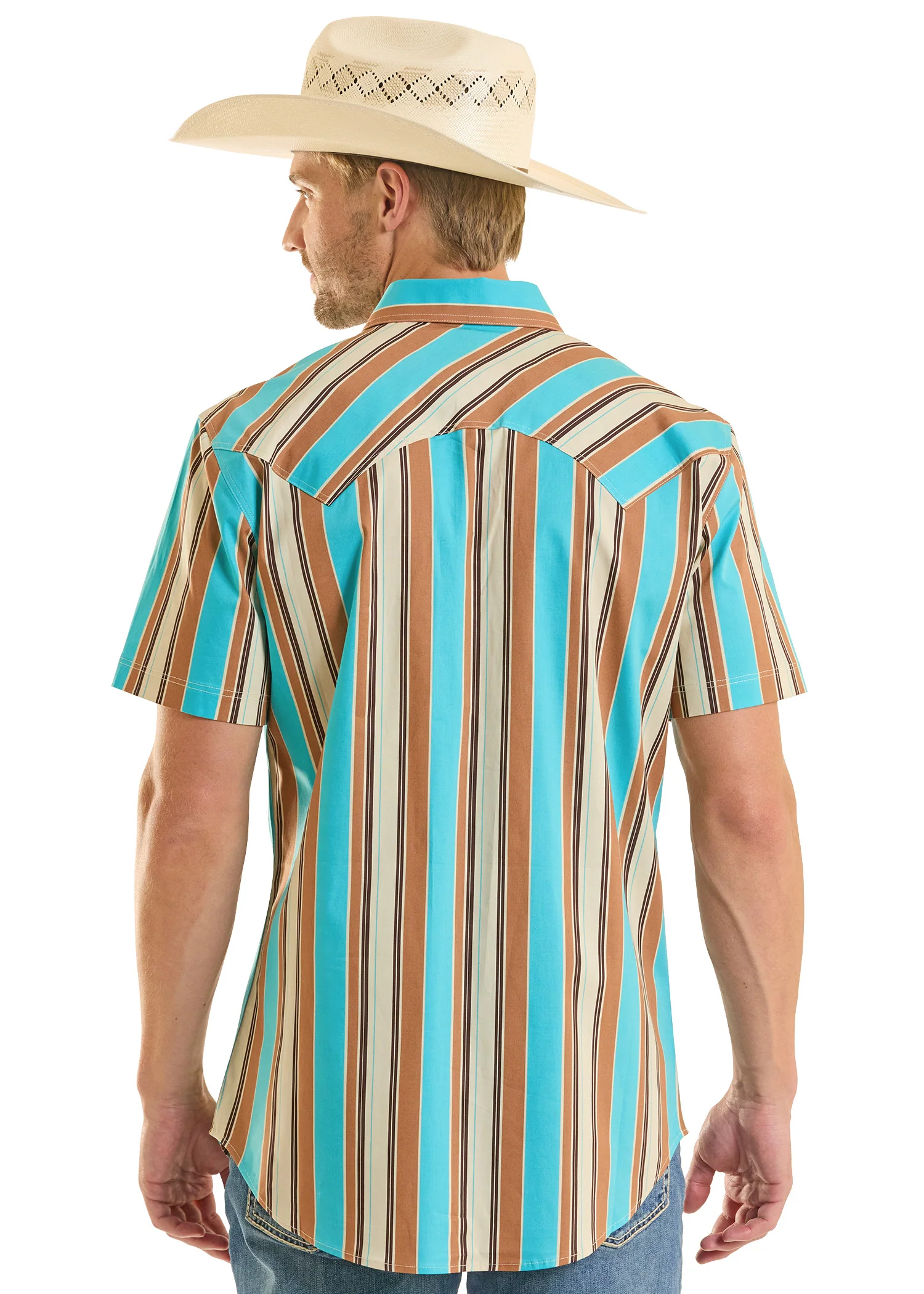 Slim Fit Western Stripe Short Sleeve Snap Shirt - Image 3