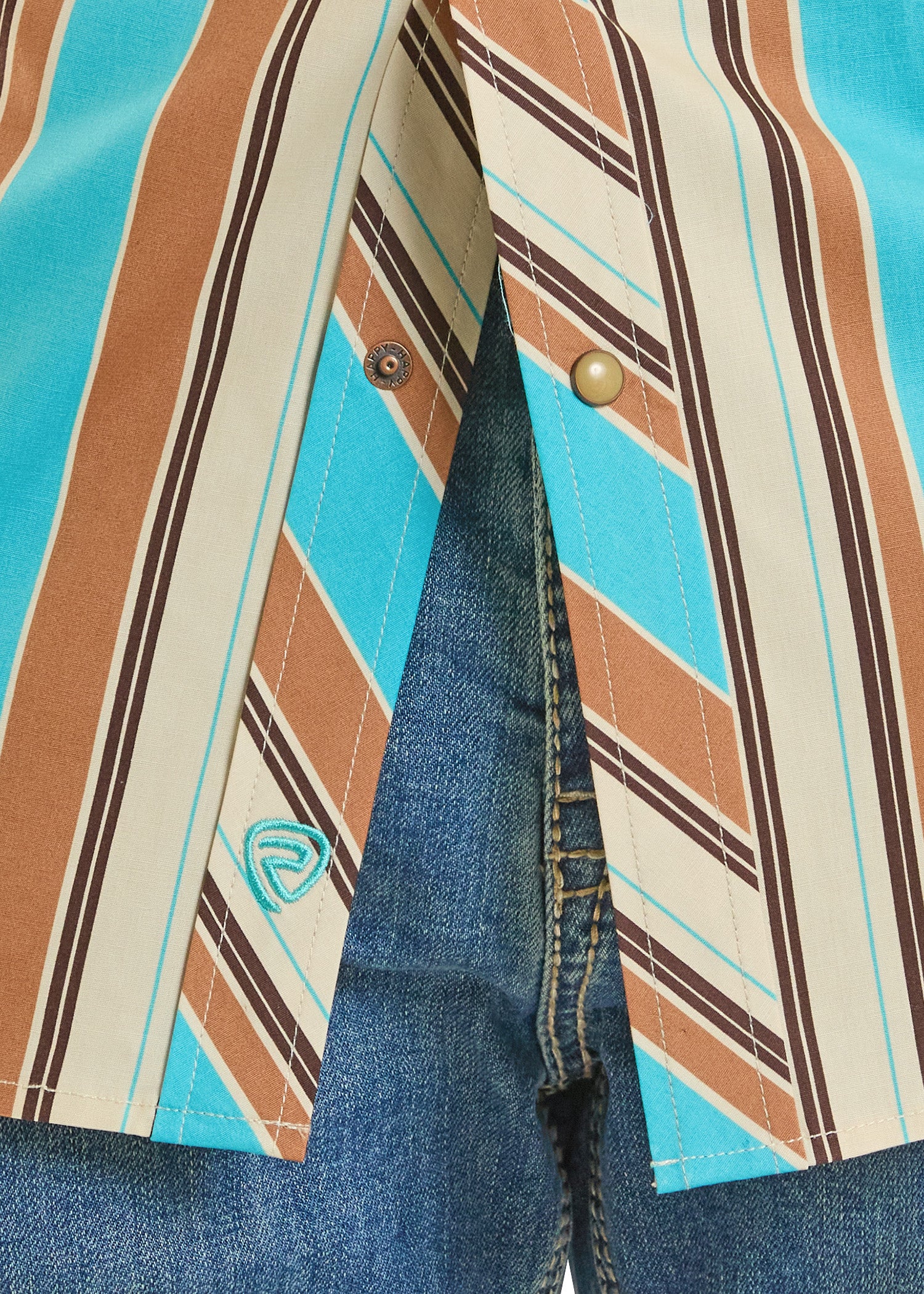 Slim Fit Western Stripe Short Sleeve Snap Shirt - Image 4