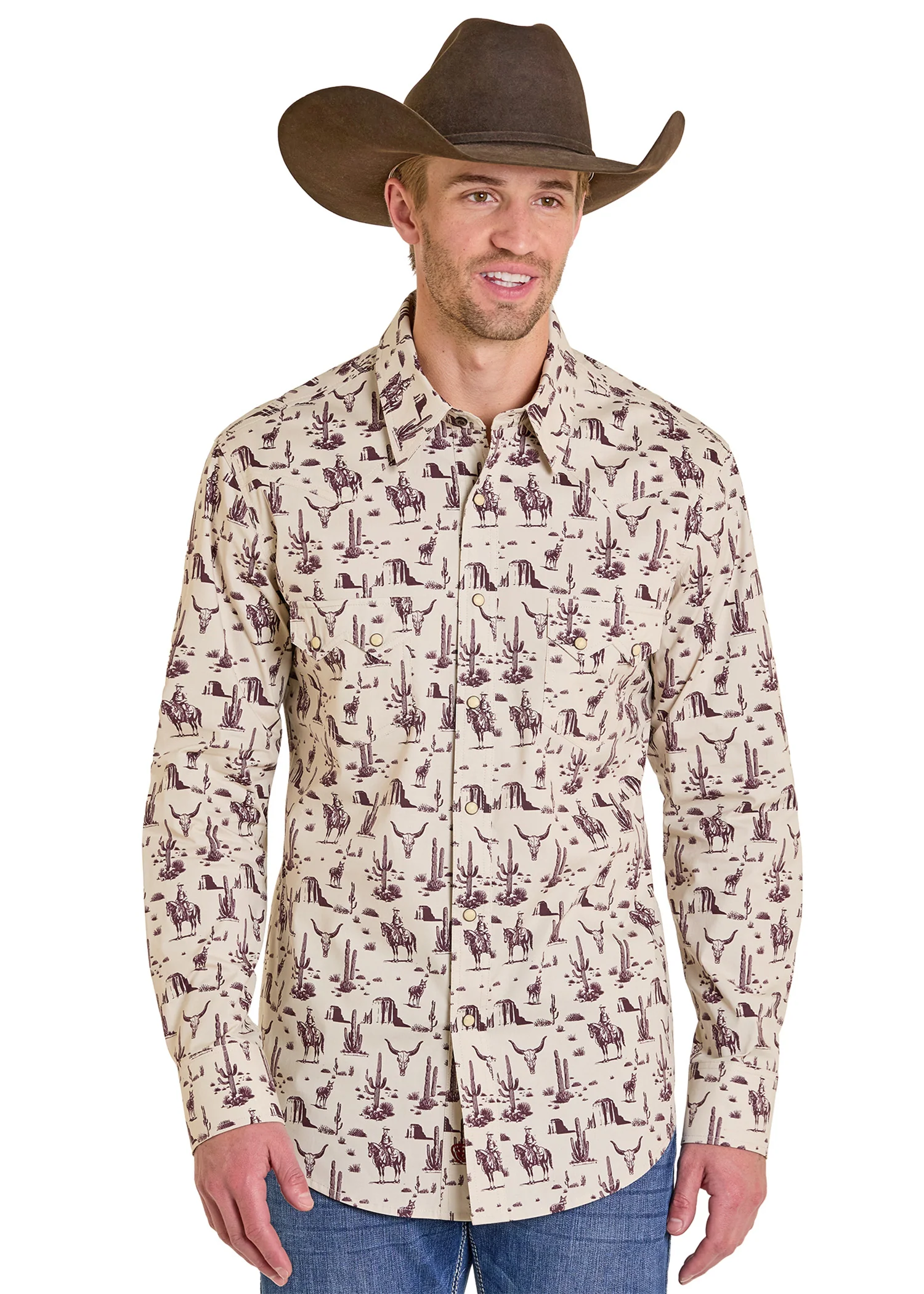 Slim Fit Wild Wild West Long Sleeve Snap Shirt