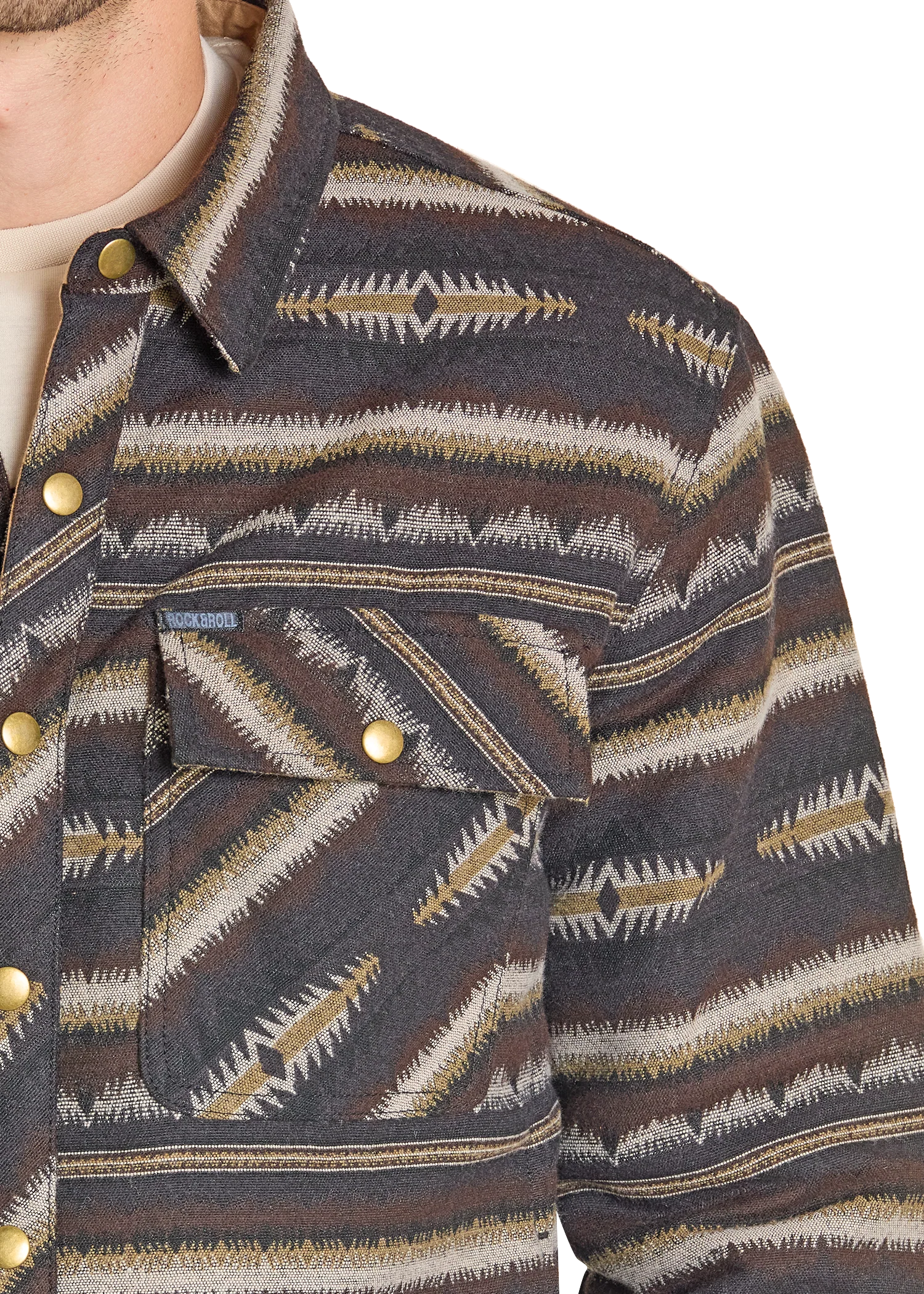 Striped Jacquard Shirt Jacket - Image 4