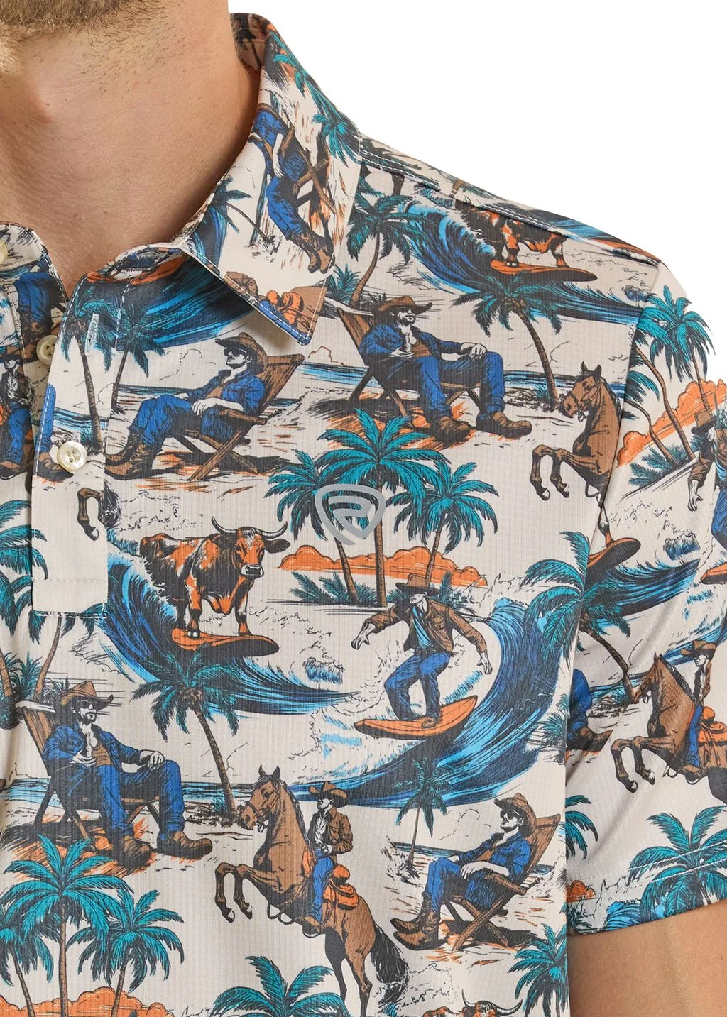 Surfing Cowboy Print Polo - Image 2