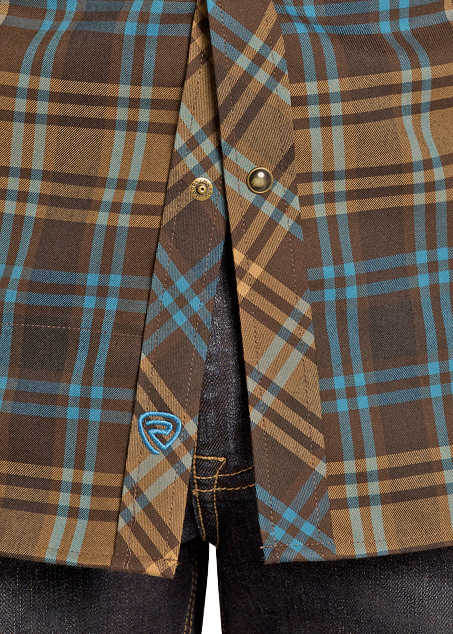 TEK Western Brown Plaid Flannel Long Sleeve Shirt - Image 4