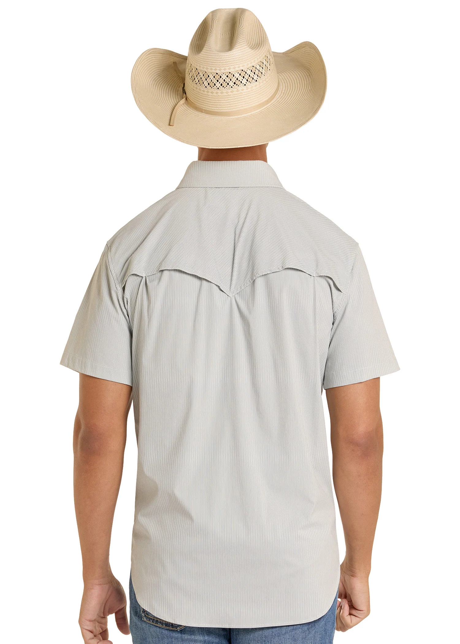 TEK Western Grey Pin Stripe Short Sleeve Shirt - Image 3
