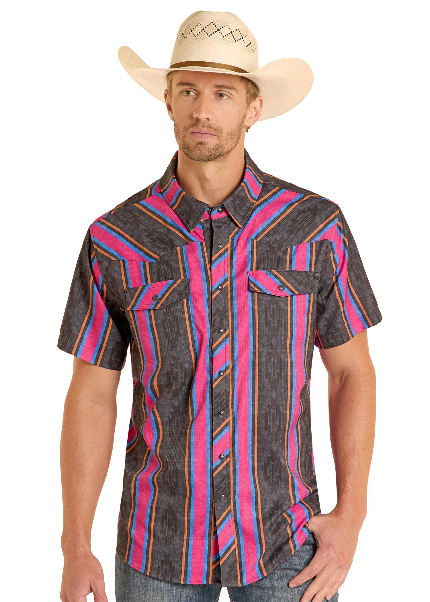 TEK Western Magenta Stripe Short Sleeve Shirt - Image 2