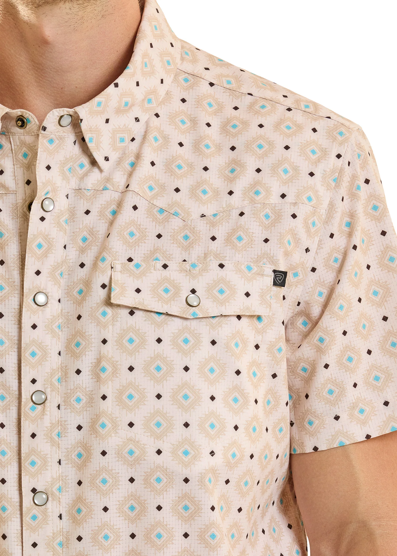 TEK Western Perforated Diamond Short Sleeve Shirt - Image 2