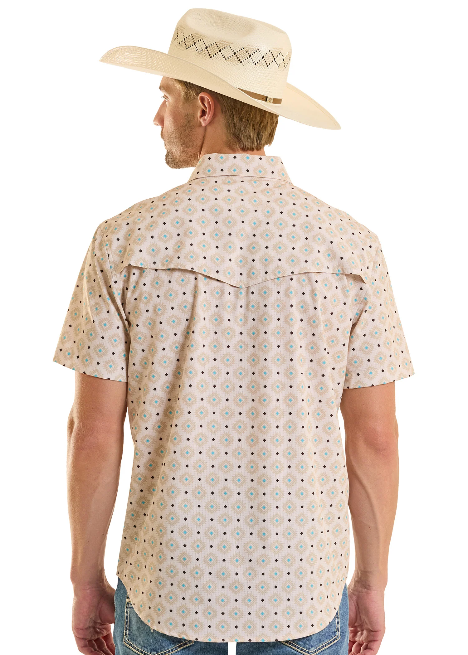 TEK Western Perforated Diamond Short Sleeve Shirt - Image 3