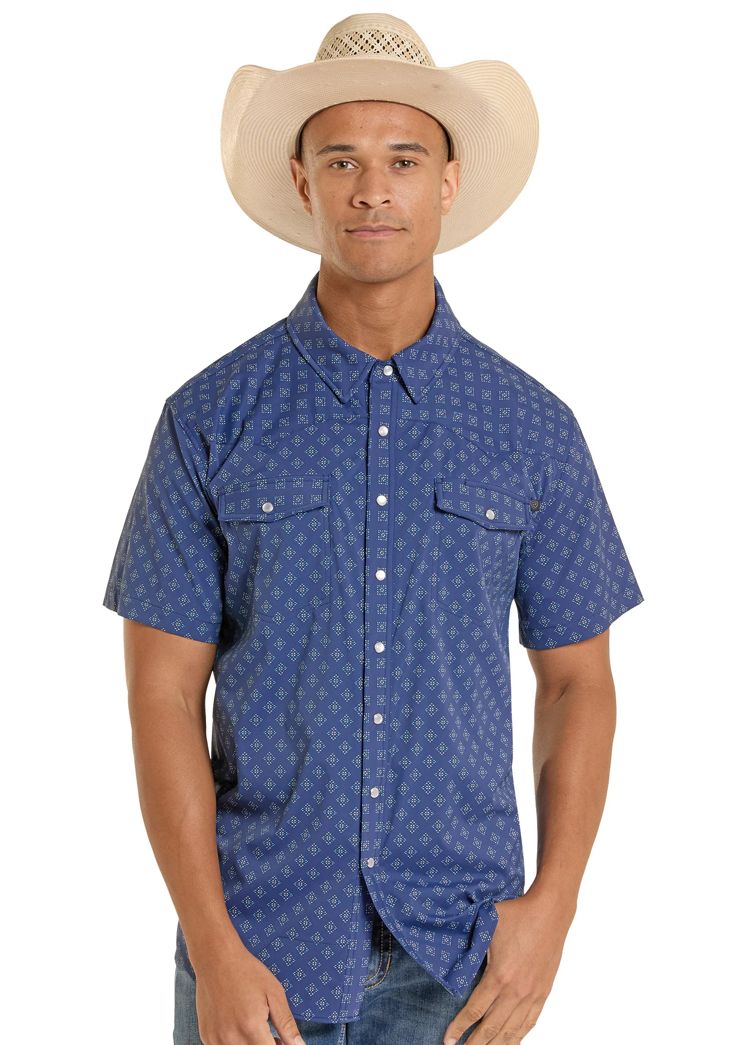 TEK Western Southwestern Diamond Short Sleeve Shirt
