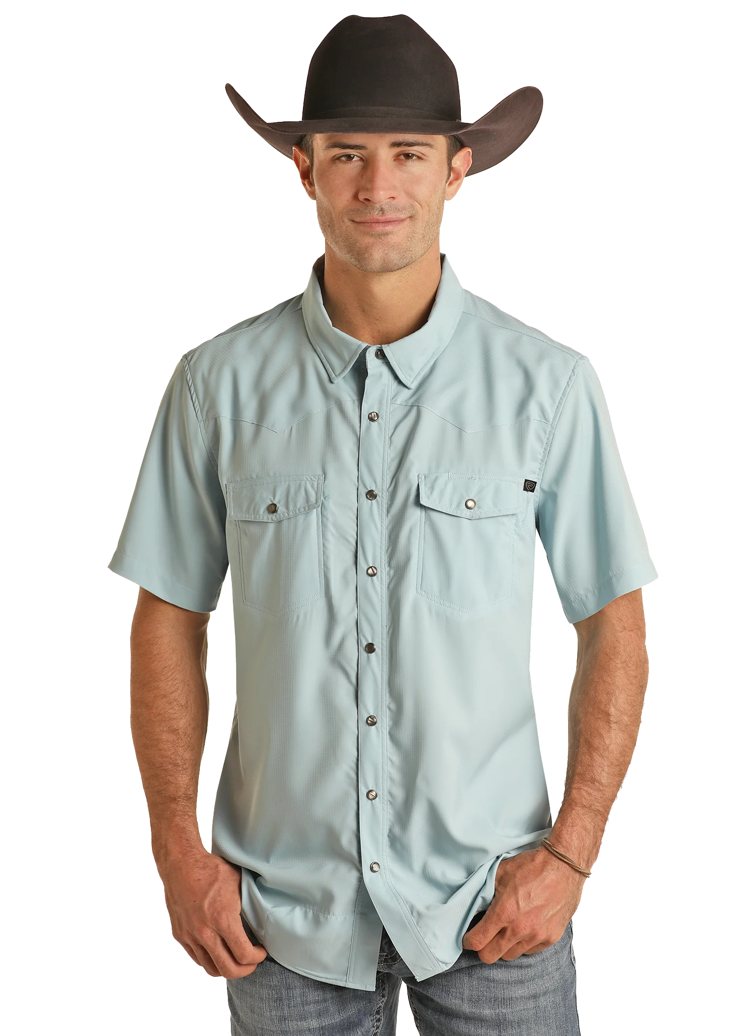 TEK Western Stretch Aqua Short Sleeve Shirt