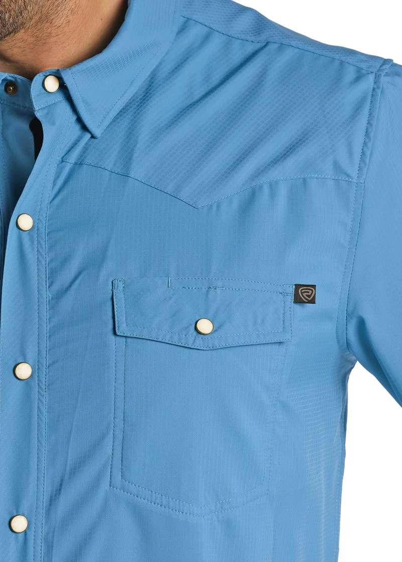 TEK Western Stretch Blue Long Sleeve Shirt - Image 2