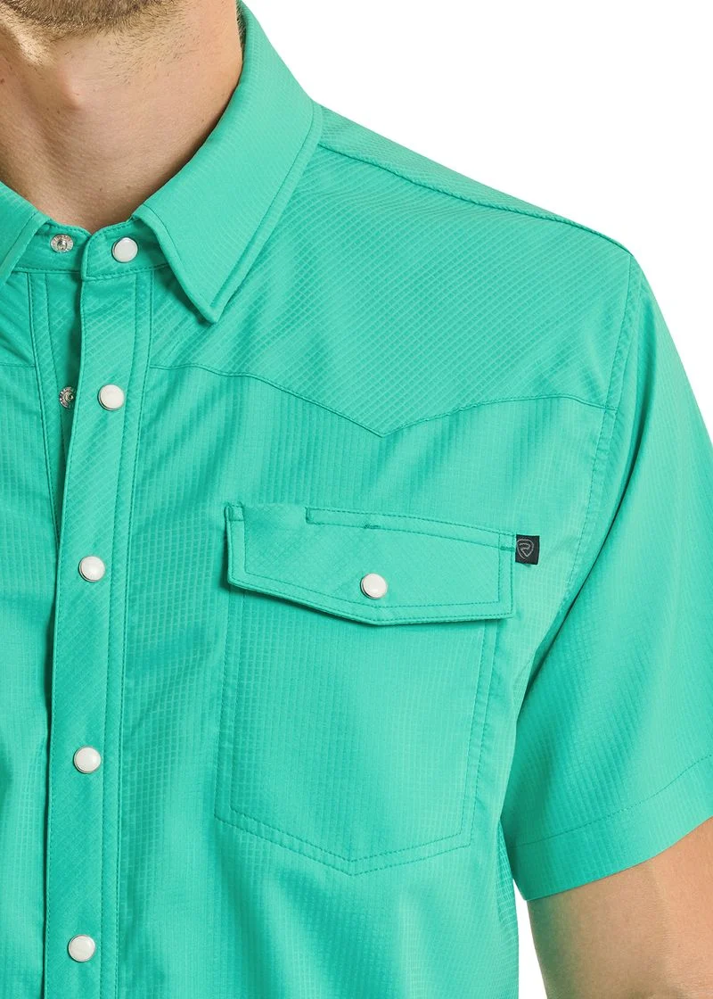 TEK Western Stretch Green Short Sleeve Shirt - Image 2