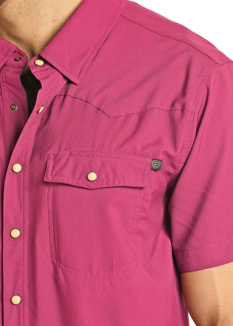 TEK Western Stretch Pink Short Sleeve Shirt - Image 2