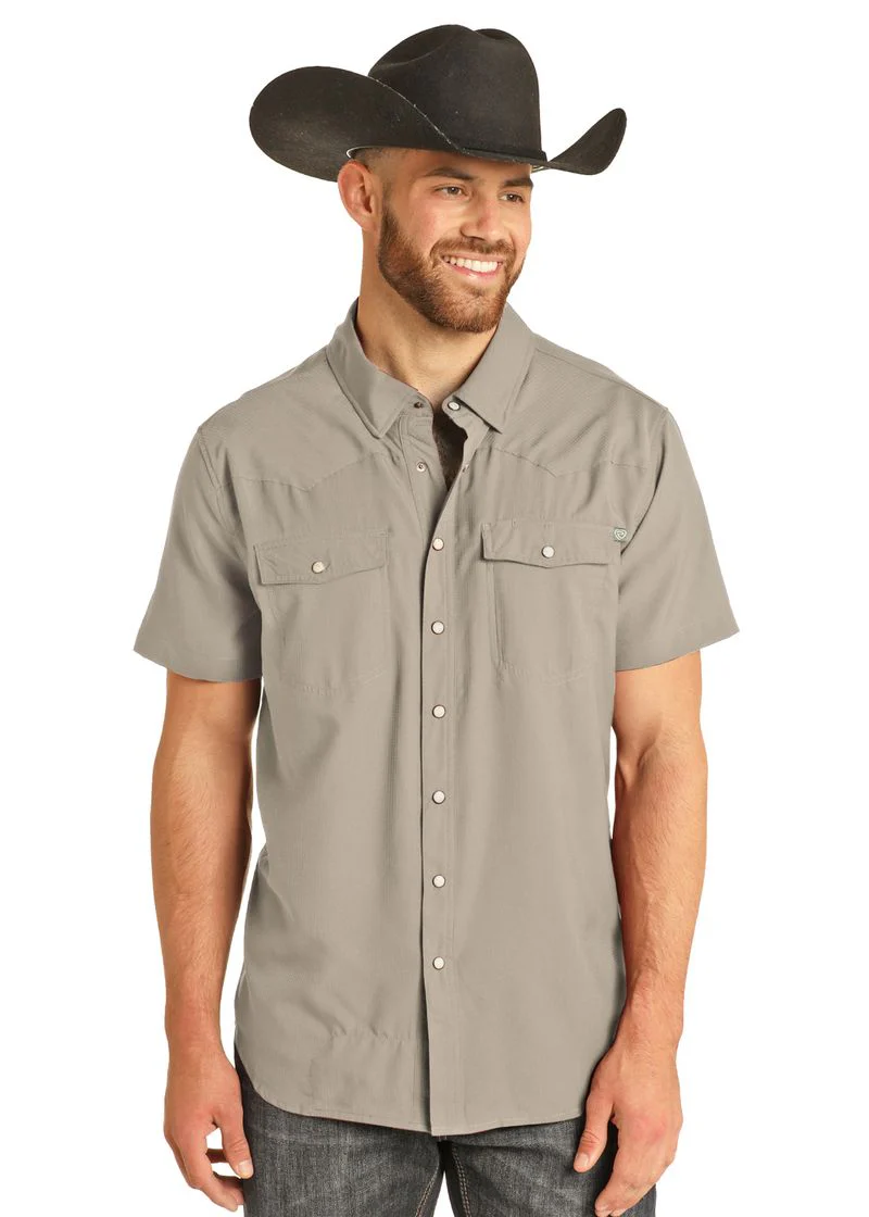 TEK Western Stretch Tan Short Sleeve Shirt