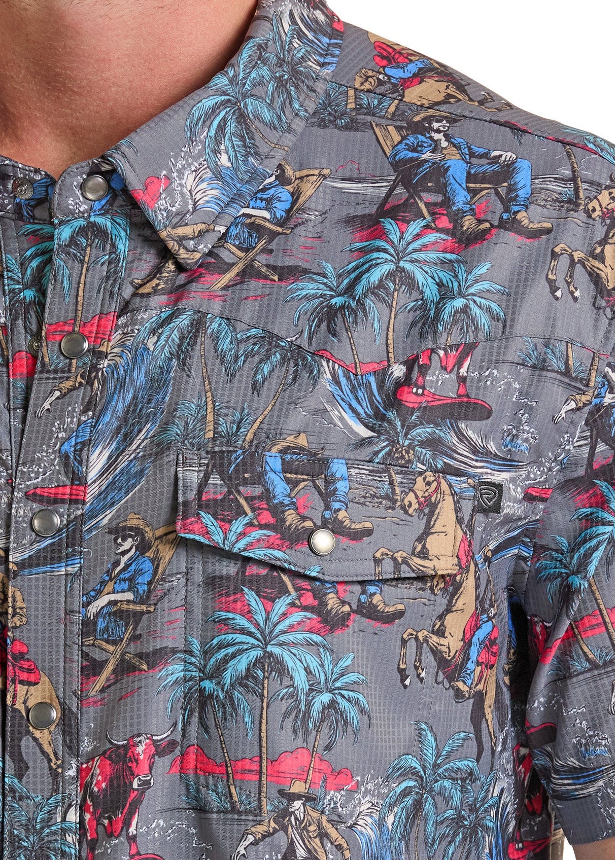 TEK Western Surfing Cowboy Short Sleeve Shirt - Image 2